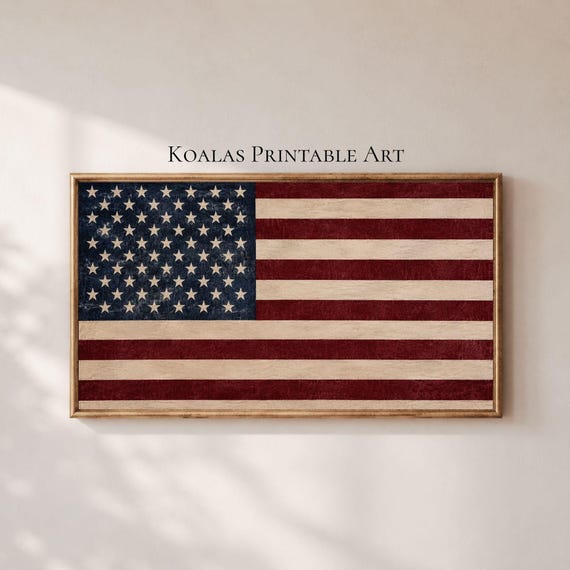 American Flag Samsung Frame TV Art, Americana Decor, Vintage USA Flag Wall Decor, 4th of July Print, Patriotic, 250 Years of America