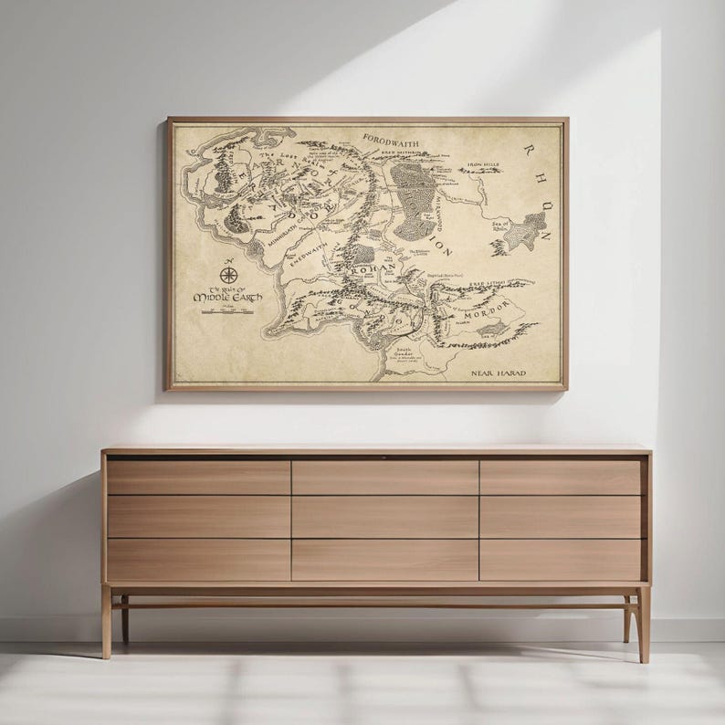 Middle Earth Map Print | Lord of the Rings Wall Art (digital Download ...