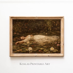 Vintage Ophelia Print, Antique Romantic Victorian Cottagecore Painting, Inspired by Friedrich Heyser, Digital Download