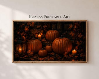 Hallowen Samsung Frame TV Art, Dark Pumpkin Display Decor, Dark Cozy Autumn, Fall Print, Spooky Season, Digital Download, Jack O Lantern