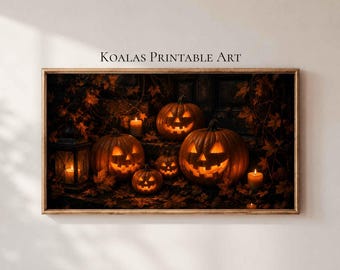 Halloween Samsung Frame TV Art, Dark Pumpkin Display Decor, Dark Cozy Autumn, Gothic Print, Spooky Season, Digital Download, Jack O Lantern