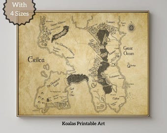 Erilea Map | Book Inspired Print | Fantasy Fan Art (Digital Download)