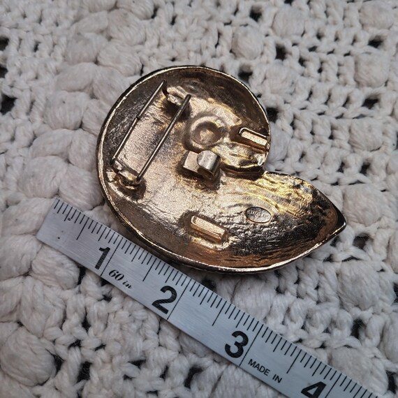 Vtg Gay Boyer Signed Gold Tone Belt Buckle Ornate Conc Shell  display picture 1