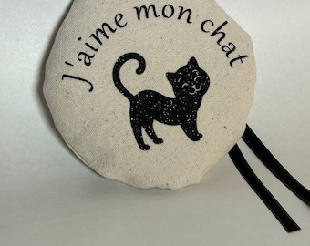 Bolsita de lavanda con diseño de gato - 10,5 cm de diámetro, idea de regalo, hecha a mano, natural