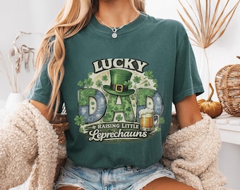 Comfort Colors® Lucky Dad Shirt, St Patricks Day Dad Tee, Raising Little Leprechauns Shirt, Funny Irish Dad Gift Tee