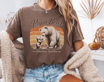 Comfort Colors® Papa Bear Shirt, Retro Bear Graphic Tee, Adventure Together Shirt, Family Bear Tee, Funny Dad Gift Shirt