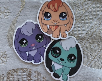 LPS Floppy Ear Bunny-klistermärke | Glansigt vattentätt Littlest Pet Shop Critter