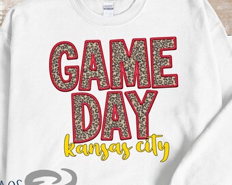 Game Day Kansas City Faux Embroidery Crewneck