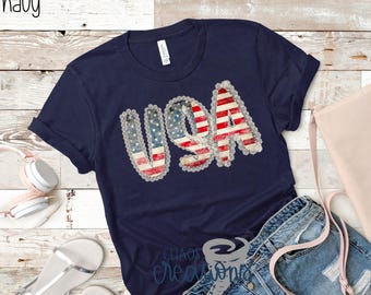 USA W/ Lace Border