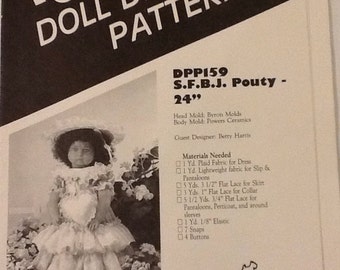 Vintage Doll Pattern Poissot Doll Dress "Pouty" 24" DPP159