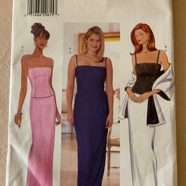 Butterick Two Piece Evening Gown and Wrap. Size 6-10