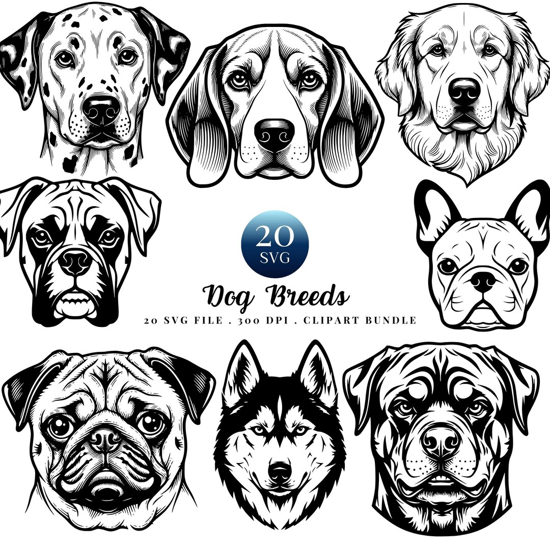 Dog Breeds Clipart SVG Bundle for Cricut and Silhouette, Commercial Use ...