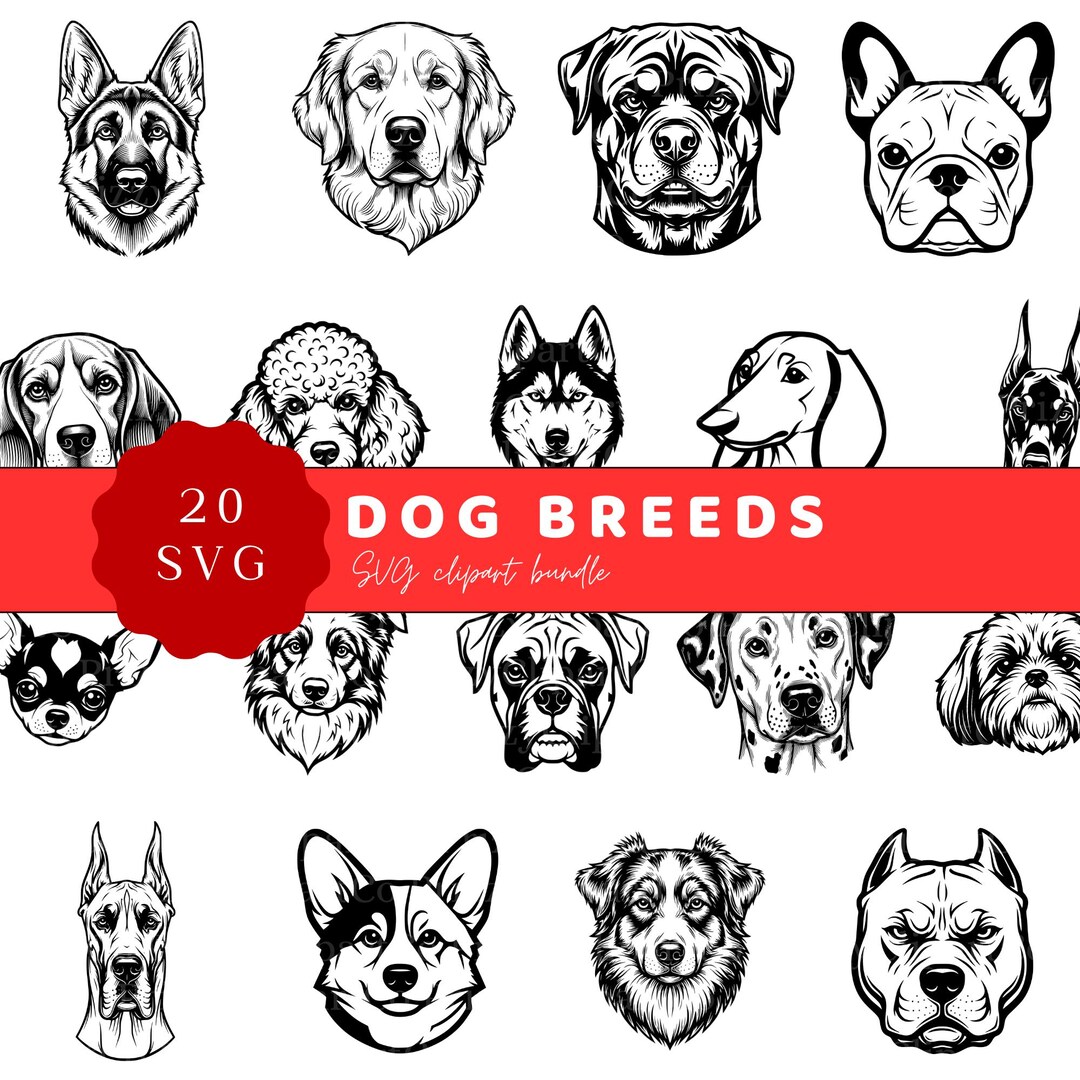 Dog Breeds Clipart SVG Bundle for Cricut and Silhouette, Commercial Use ...