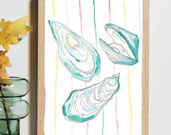 Summer Shuck Oyster Print | Coastal Wall Art | Beach House Decor