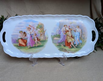 Antique Victoria Austria Porcelain Tray – Classical Mythology, Cherubs & Maidens