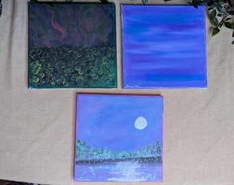 Mini Abstract Landscape Acrylic Painting Set: Gallery Wall Art