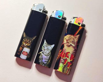 Chaotic Party Cats Holographic Lighter set | Small gif | Cat lover | Cat Mom | Dad