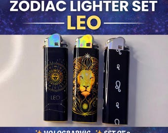 Leo Holographic Lighter Set | Zodiac Gift | Astrology | Horoscope | Birthday 3 Pack