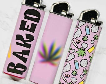 Pink Lighter Set | Leaf Lighters | Baked Lighter | Girly Accessories | Stocking Stuffer for Her