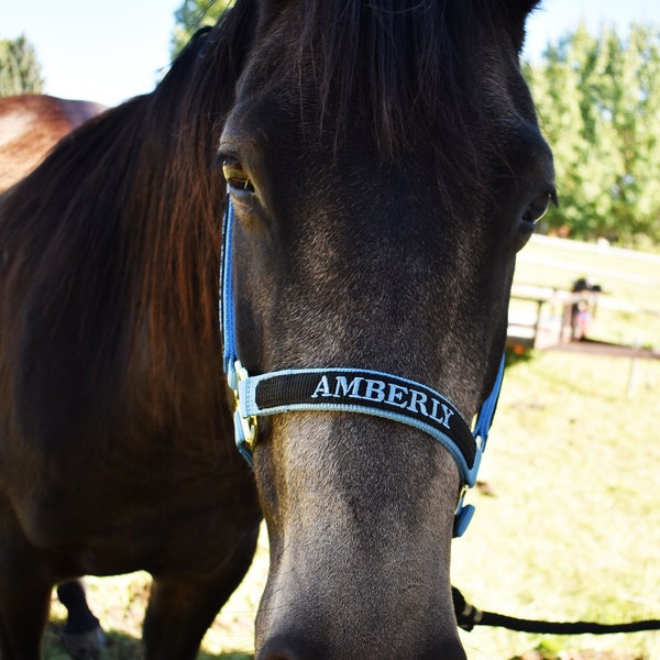 Licol réglable personnalisé, licou, licou monogramme, cheval, licou brodé, licou brodé personnalisé