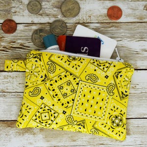Gelbes Bandana Reißverschlusstäschchen, Münze Karte Geldbörse
