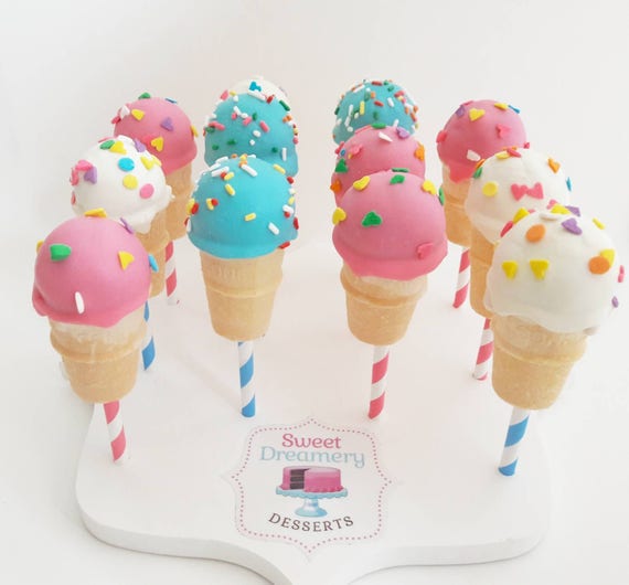 Mini Ice Cream Cone Cake Pops Etsy