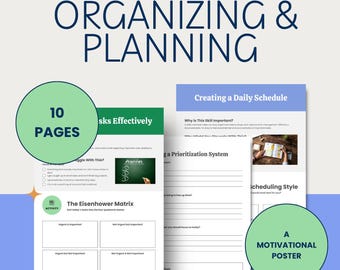 Executive Functioning Worksheets for Organization and Planning Skills ADHD Coaching (Digital Download)