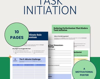 Werkbladen executieve functievaardigheden Taakinitiatievaardigheden voor ADHD-coaches en -therapeuten (digitale download)