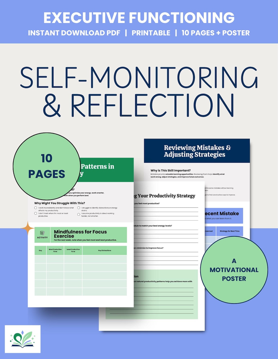 Executive Function Worksheets Self Monitoring and Reflection - Progress ...