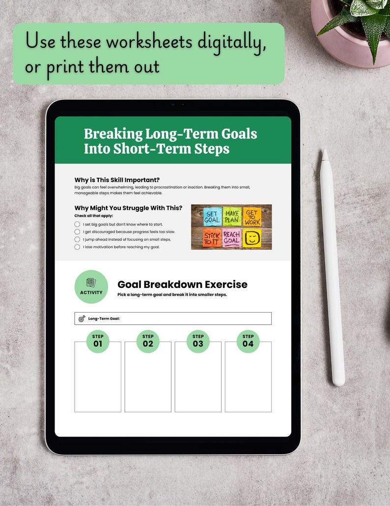 Executive Function Skills Worksheets Goal Setting Skills for ADHD ...