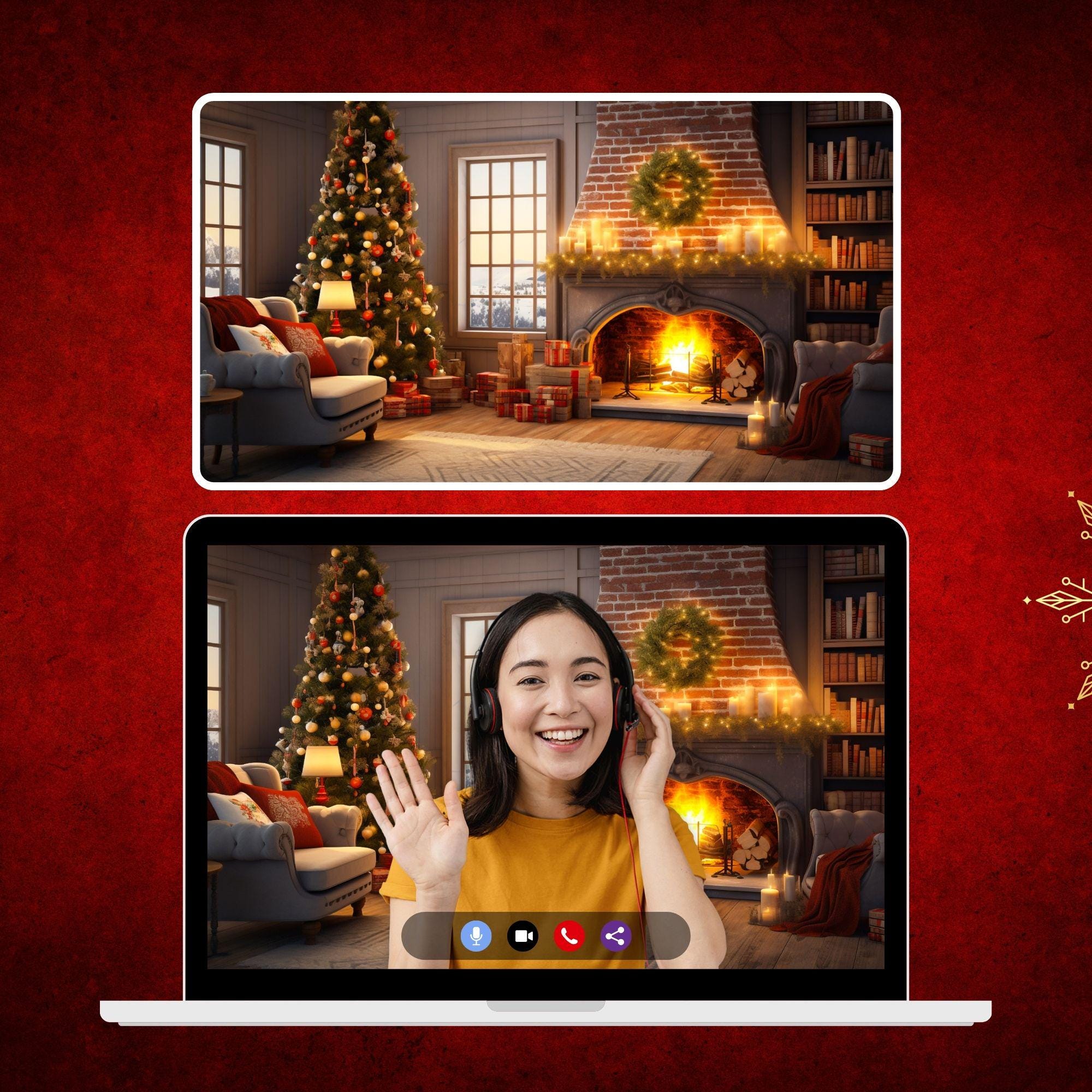 Christmas Virtual Backgrounds Pack | Holiday Zoom Backgrounds | Festive ...