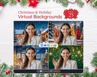 Christmas Holiday Virtual Backgrounds | For Zoom Backgrounds Stream | Festive Winter Digital Download Desktop, Laptop & MacBook Screen