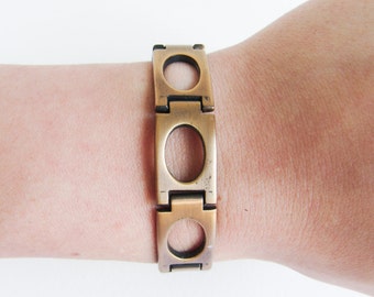 Vintage Copper Bracelet with Geometric Links / Unisex