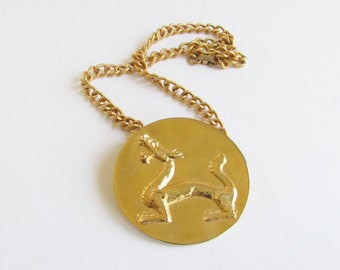 Alva Museum Replica Vintage Extra Large Dragon Gold Tone Necklace