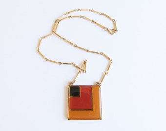 Sarah Coventry Front Row Necklace / Vintage / Rectangle / Square / Colorful / Bib Necklace