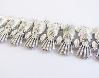 Sara Cov Vintage Silver Pineapple Wide Bracelet