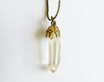 Quartz Rod Necklace Vintage Mini Stone Crystal Point