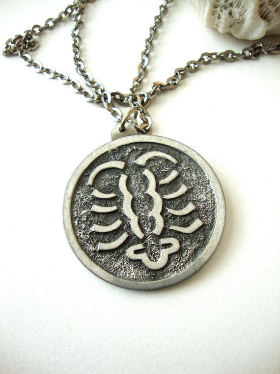 Vintage Jorgen Jensen Cancer Pewter Necklace / Mi… - image 2