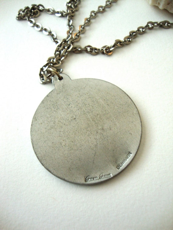 Vintage Jorgen Jensen Cancer Pewter Necklace / Mi… - image 4