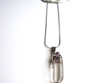 Quartz Rod Necklace Vintage Pointed Stone Silver Healing Necklace