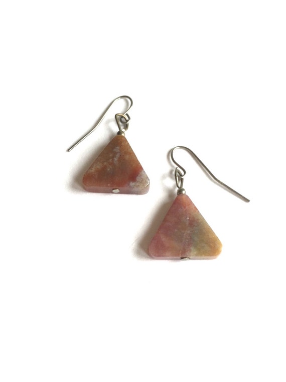 Triangle agate earrings, agate dangle earrings, v… - image 3