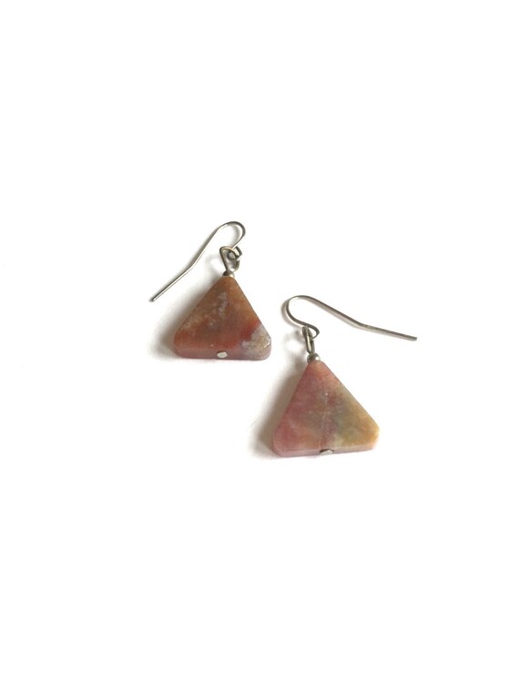Triangle agate earrings, agate dangle earrings, v… - image 4