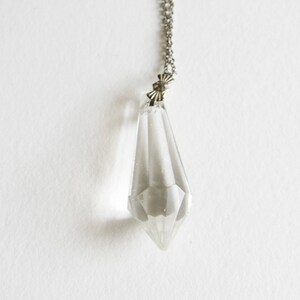 Vintage Crystal Necklace: Crystal Triforce vintage crystal chandelier pendant on a silver tone chain image 3