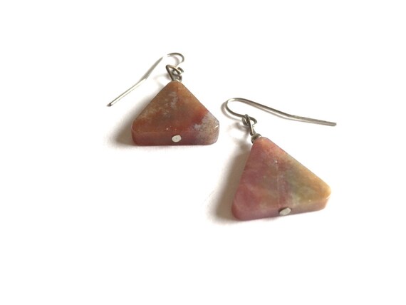 Triangle agate earrings, agate dangle earrings, v… - image 5