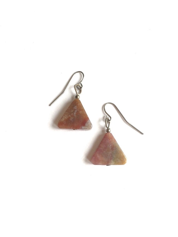 Triangle agate earrings, agate dangle earrings, v… - image 1