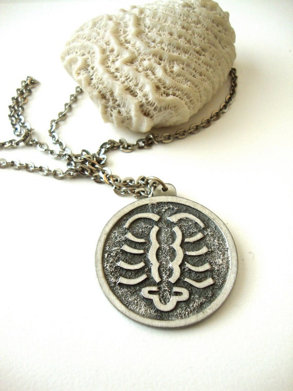 Vintage Jorgen Jensen Cancer Pewter Necklace / Mi… - image 1