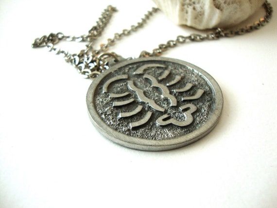 Vintage Jorgen Jensen Cancer Pewter Necklace / Mi… - image 5