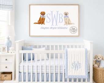 Lámina infantil de Golden Retriever • Decoración personalizada para la habitación del bebé