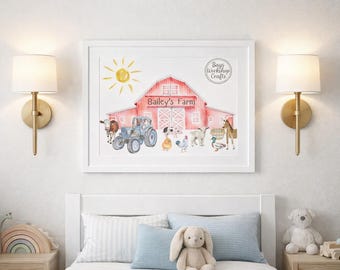 uvres d'art personnalisées pour chambre d'enfants de la ferme • Décoration de chambre d'enfants (téléchargement numérique)