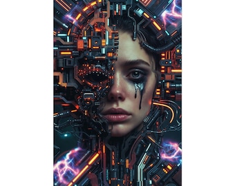 Lost Soul Cyberpunk Poster, Sci-Fi Dystopian Wall Art